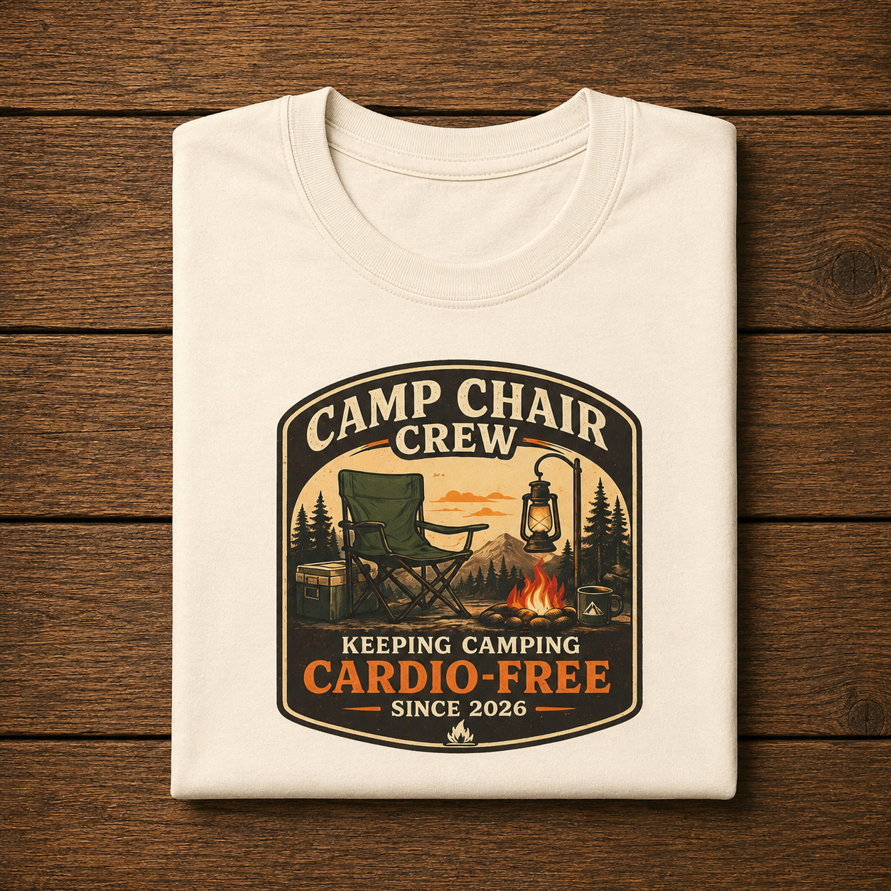 Camp Chair Crew T-Shirt – "Keeping Camping Cardio-Free" Vintage Campsite Tee