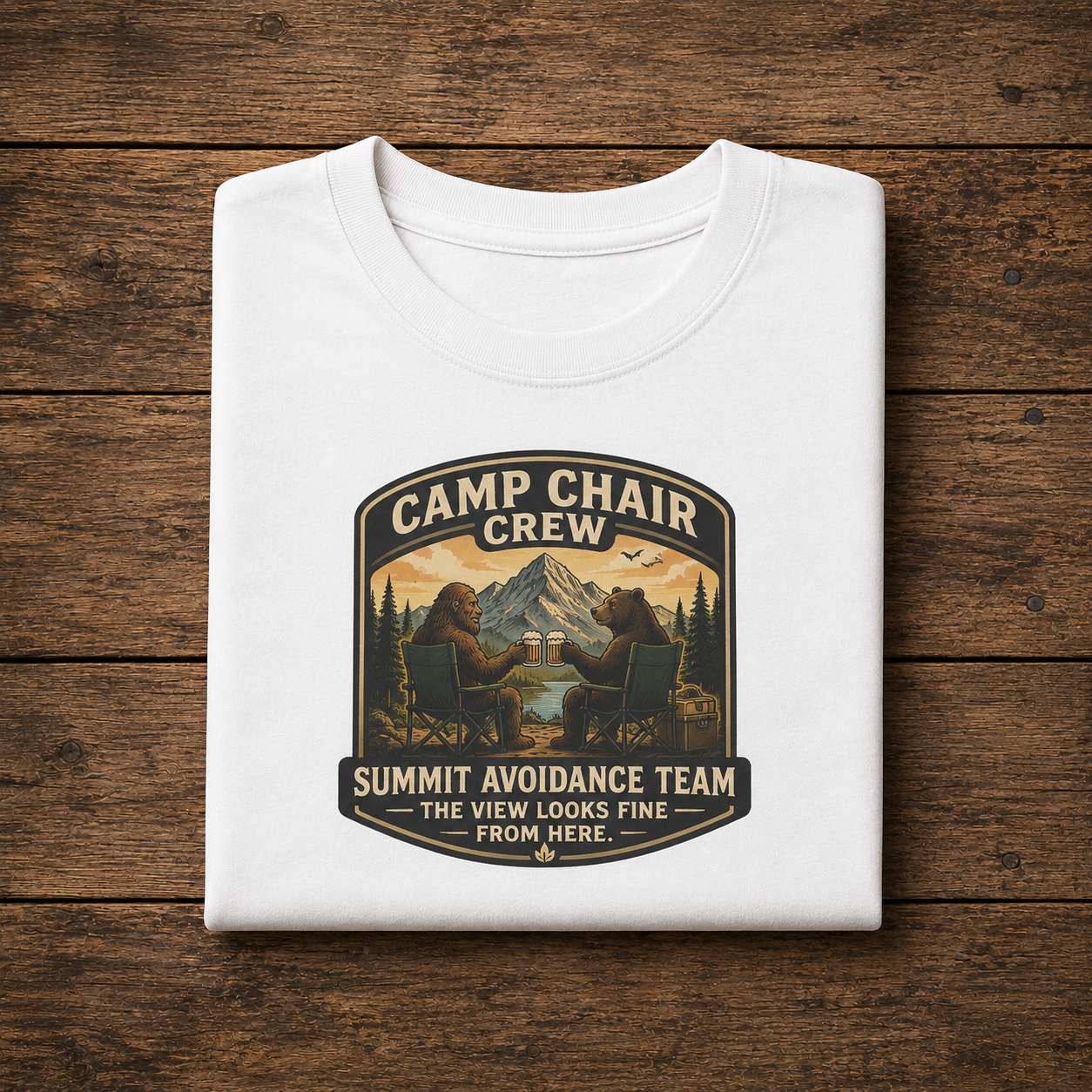 Camp Chair Crew T-Shirt – Summit Avoidance Team Outdoor Camping Tee