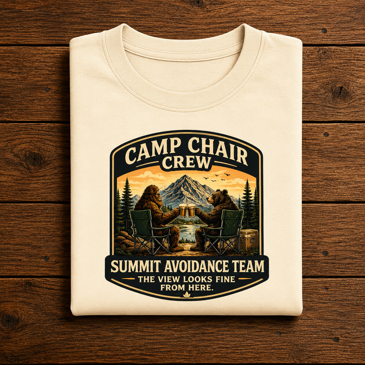 Camp Chair Crew T-Shirt – Summit Avoidance Team Outdoor Camping Tee