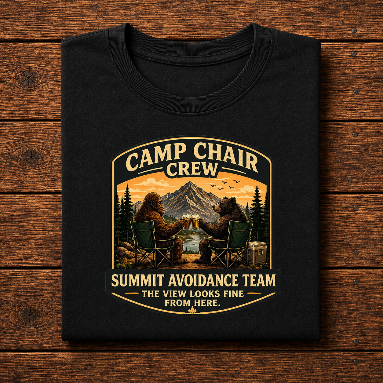 Camp Chair Crew T-Shirt – Summit Avoidance Team Outdoor Camping Tee