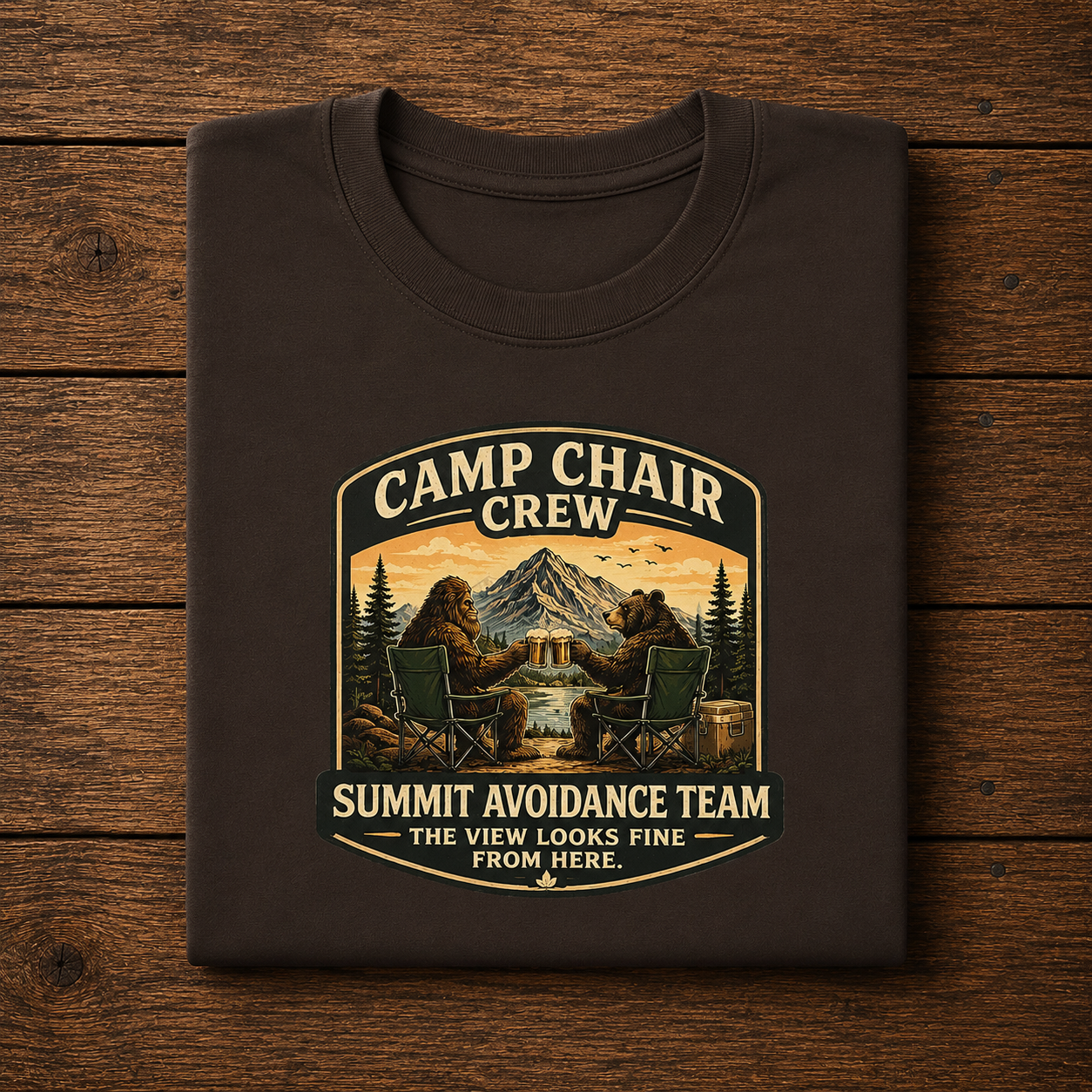 Camp Chair Crew T-Shirt – Summit Avoidance Team Outdoor Camping Tee